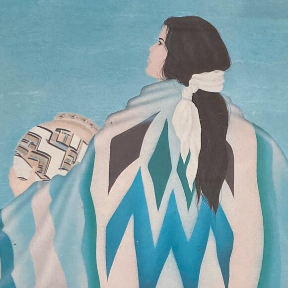 Vintage Native American Woman Wall Art Framed Picture Signed Diana Martin - Picture 4 of 9